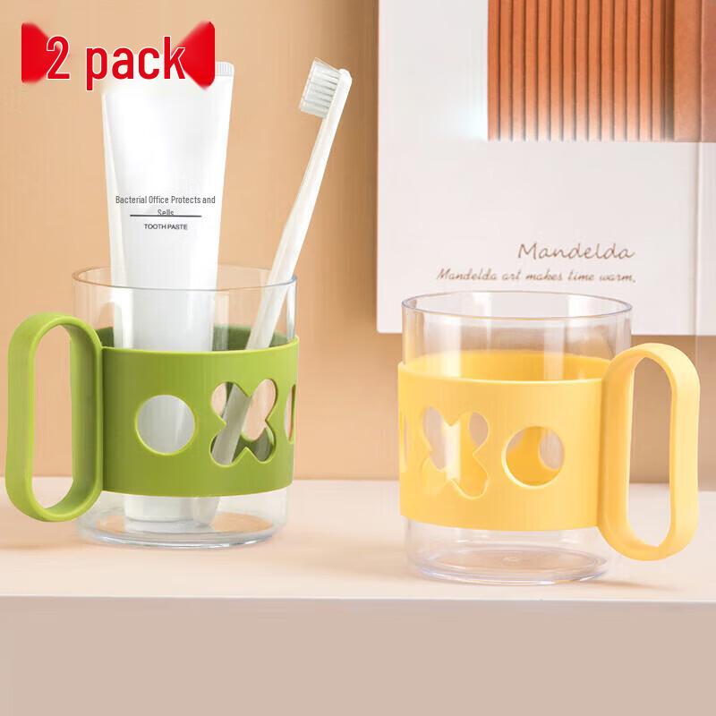CHAHUA Large Capacity Transparent Mouthwash Cups with Handle (Set of 6)