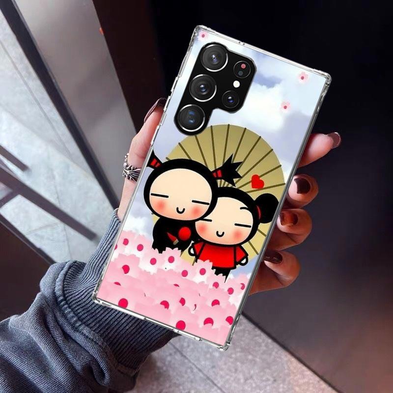 Cute Cartoon Pucca Garu Phone Case For Samsung Galaxy S23 S24 S25 Edge S26 Ultra S22 + S21 Plus S20 FE Cover Silicone Print Shel