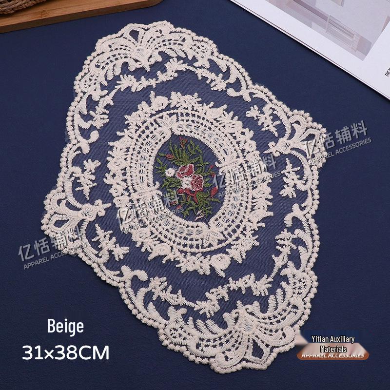 French Retro Lace Floral Table Placemat - European Pastoral Design for Afternoon Tea