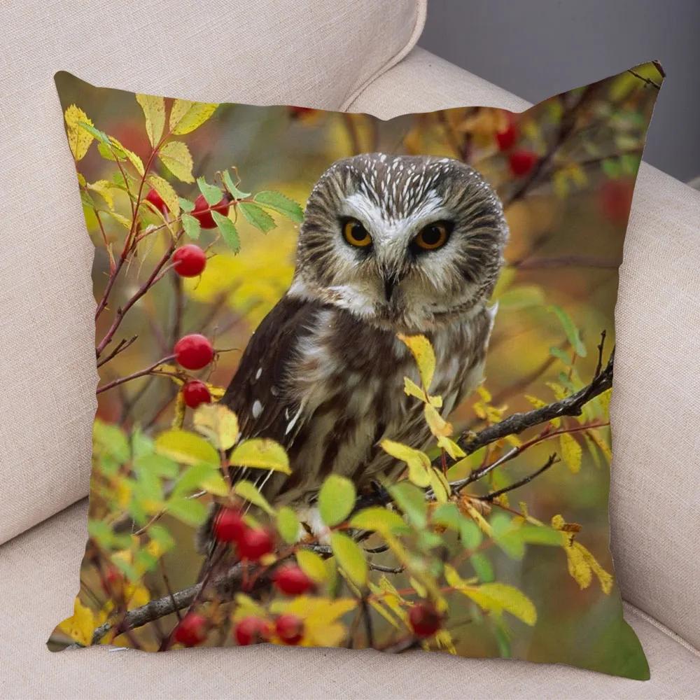 Cute Animal Pillowcase Wild Owl Cushion Cover Decorative Sofa Home Children's Room