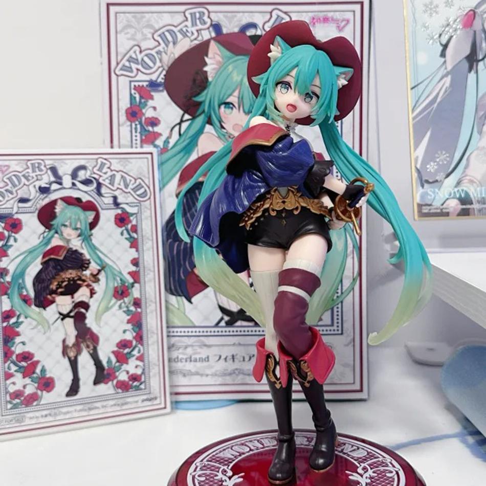 19Cm Hatsune Miku Puss In Boots Fairy Tale Wonderland Pvc Action Figure Anime Figurine Desktop Decor Kawaii Girl Model Toys Gift