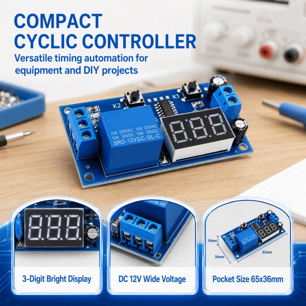 MCU Programmable Timer Relay Module DC 12V Delay On Off Relay  Home Automation