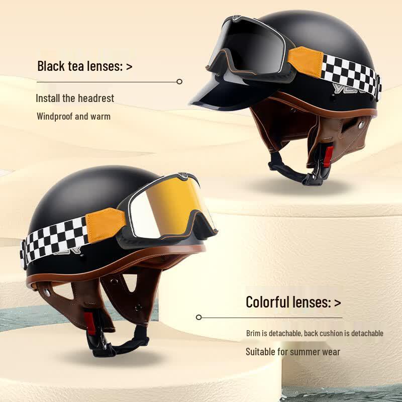 YEMA Retro Half-Face Motorcycle Helmet
