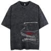Camiseta Vintage Lavada Oversized de Manga Curta com Estampa Gráfica de Berserk Guts em Armadura Berserker, Espada Dragonslayer e Cabeça de Lobo Gigante