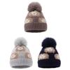 Cartoon Lion Pompom Knit Hat: Fleece-Lined, Warm, Ear-Protecting for Kids (Autumn/Winter).