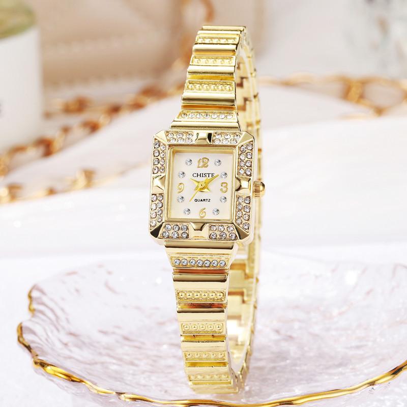 High Quality Fashion Rhinestone Women Watch Square Small Clock Steel Wristwatch Lady Watches Ladies Montre Femme Dropshipping