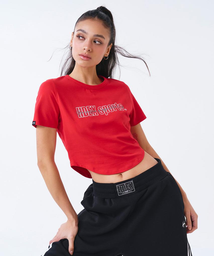 HDEX Women'S Layered Modal Crop Short Sleeve (Red)