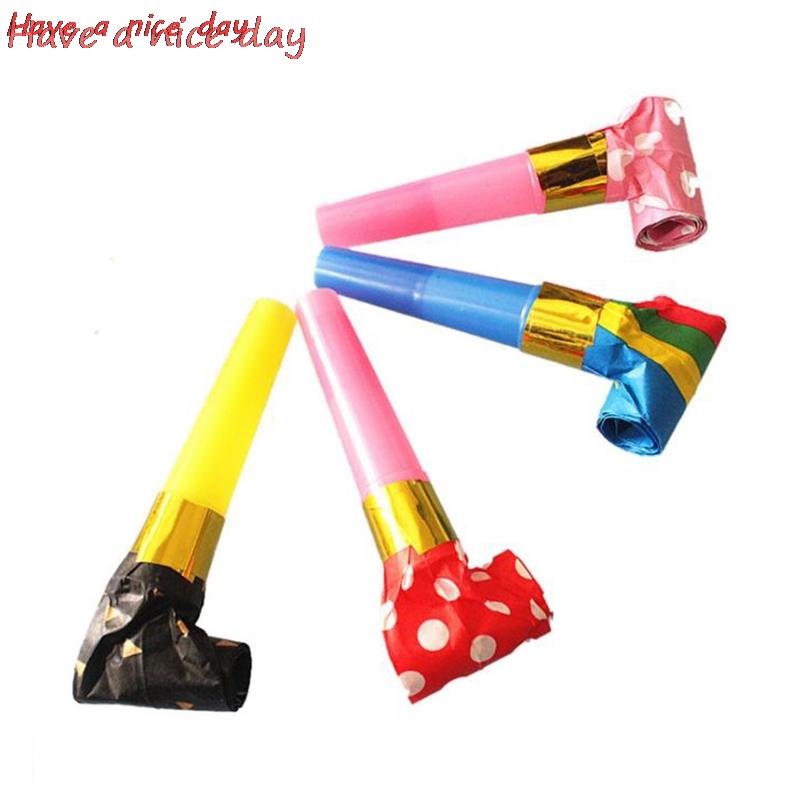 10pcs/set Multicolor Party Blowouts Whistles Kids Birthday Party Favors Decoration Supplies Noice Maker Toys Goody Bags Pinata