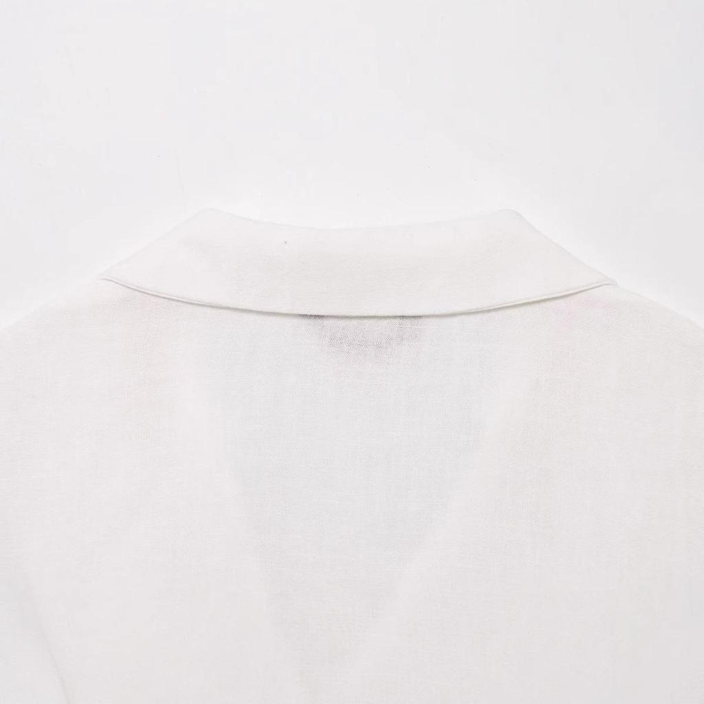 Women's 2025 Summer Vacation Buckle Top & High Waist Ramie Pants Set