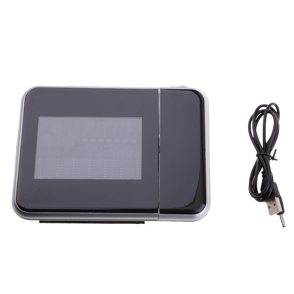 Projection Digital Weather LCD Snooze Alarm Clock Color Display W/ LED