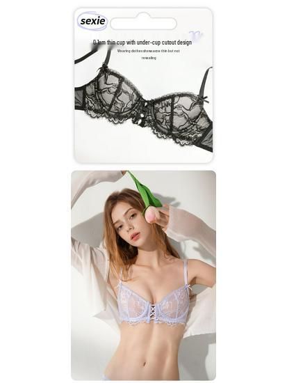 Sada francouzského krajkového spodního prádla: Lehká, prodyšná a minimalizující podprsenka a kalhotky na léto