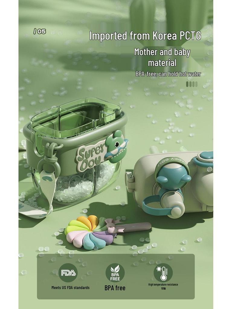 Large Capacity Dual-Compartment Straw Cup for Kids - Perfect for Female Students, Summer Use, and Easy Portability