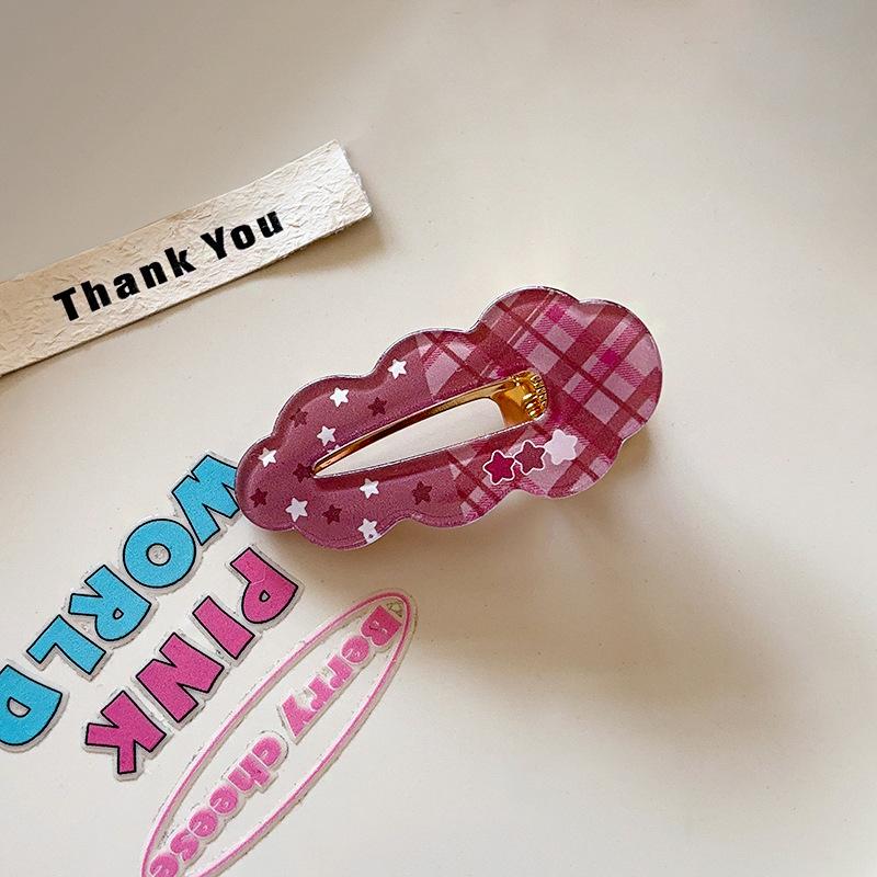 Sweet Polka Dot Plaid Cloud Hairpin Girl Heart Duck Bill Clip Broken Hair Side Clip Cute Hairpin Small Clip
