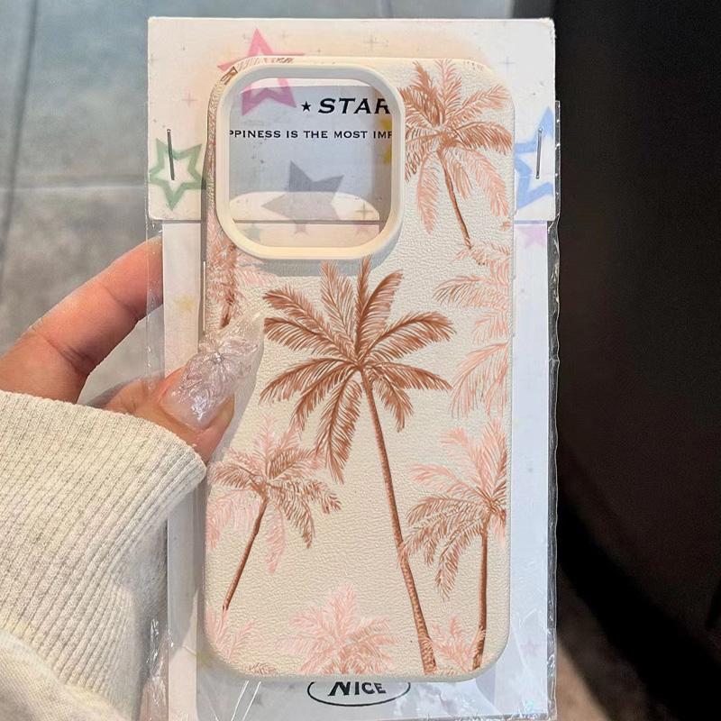 Pink Coconut Tree Pattern Phone Case For iPhone 17 Air 16 15 14 13 12 11 Pro Max 16e 16 17 Pro 15 14 Plus 13 Soft Cover Fundas