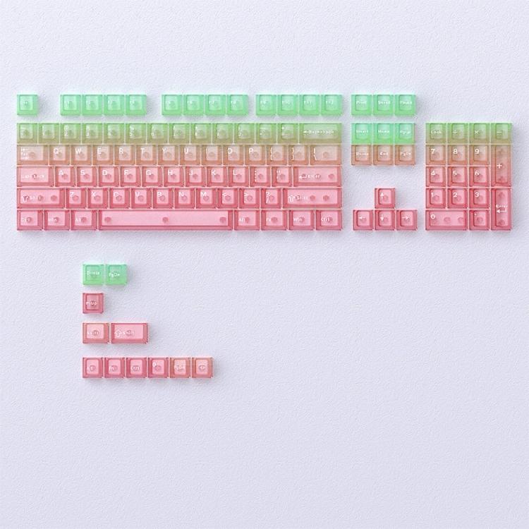 115 Key Full Set Clear PC Keycaps With Coating Dye-sublimation Keycap Enhances Durability And Light Diffusions