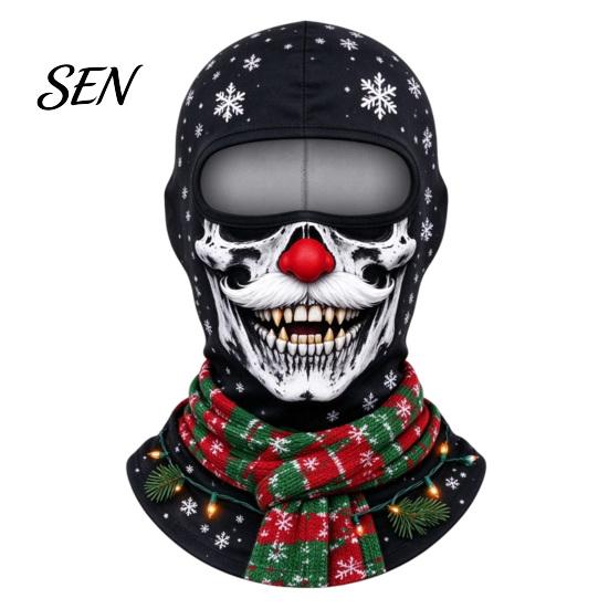 Gesichtsdruckmaske Weihnachten Skimaske, Winter Realistische Sturmhaube für Herren Thermische Abdeckung Damen, Winddicht Ganzkörper Radfahren Reiten Snowboarden Kopf