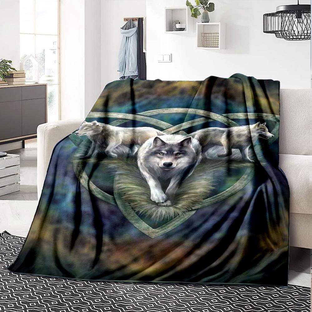 Wolfsmuster Flanelldecke Hohe Qualität Warm Bequem Decke für Alle Jahreszeiten Perfekt für Geschenke Heimdekoration