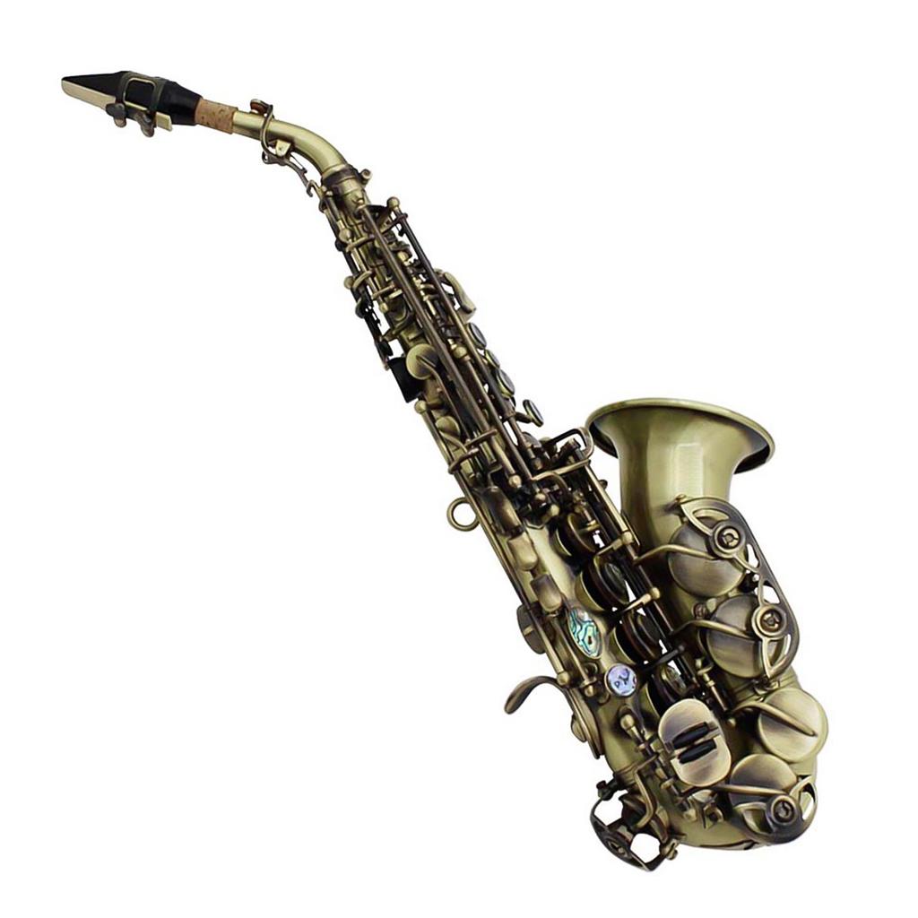 Vintage Style Bb Soprano Saxophone Sax Brass Material Woodwind Instrument with Carry Case Gloves Cleaning Cloth Brush