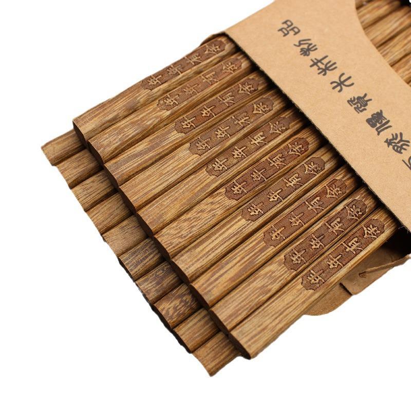Carved Red Sandalwood & Chicken Wing Wood Chopsticks - Non-Slip, Unpainted, Unwaxed, Solid Wood Tableware.