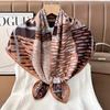 Light luxury high-end leopard print 91 square scarf silk scarf women's spring and autumn double-sided velvet neck protection cotton and linen mother