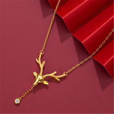 Reindeer Ear Swing Necklace - Women's Holiday Gift, Christmas Deer Pendant