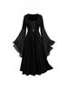 2024 Women's Halloween Witch Lace-Up Swing Dress