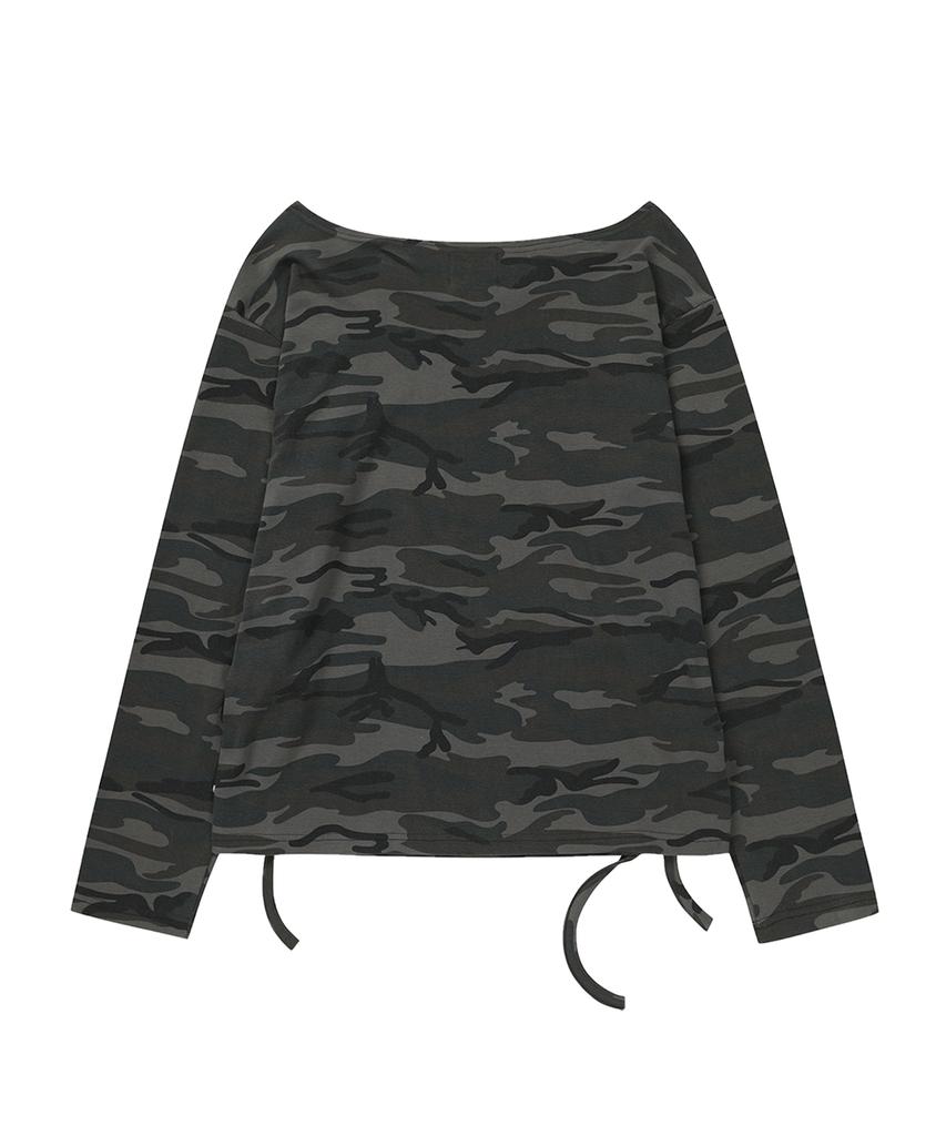 Gillaakaibeu One Shoulder Graphic Long Sleeve_Camo