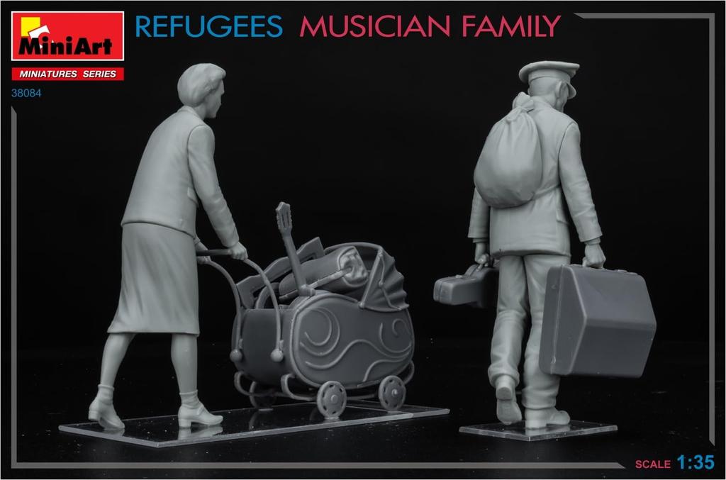 Miniart Refugee Musician Family Plastic Model MA38084 1/35