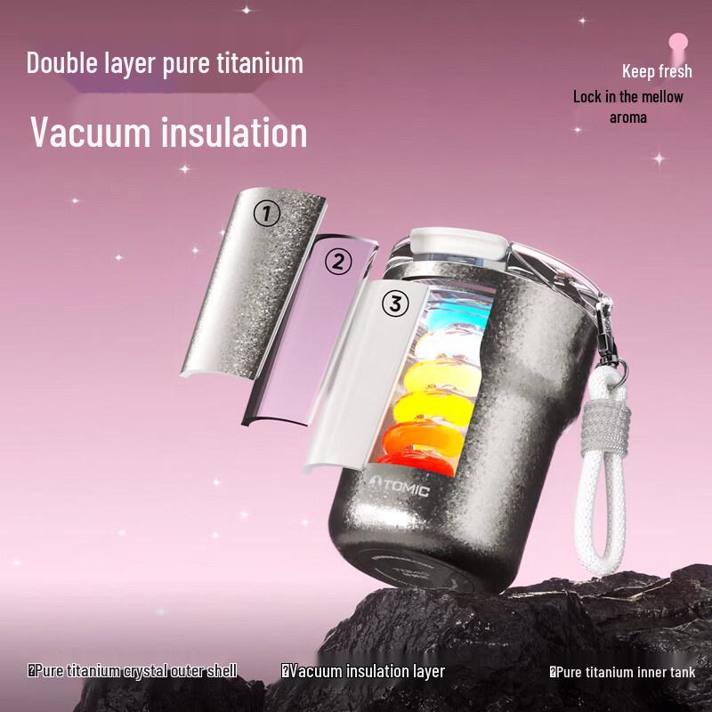 TOMIC Pure Titanium Insulated Coffee Tea Mug 300ml