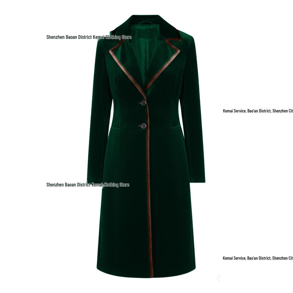 European Mid-length Velvet Trench Coat - 2025 Autumn/Winter Fashion, Elegant Women's Jacket