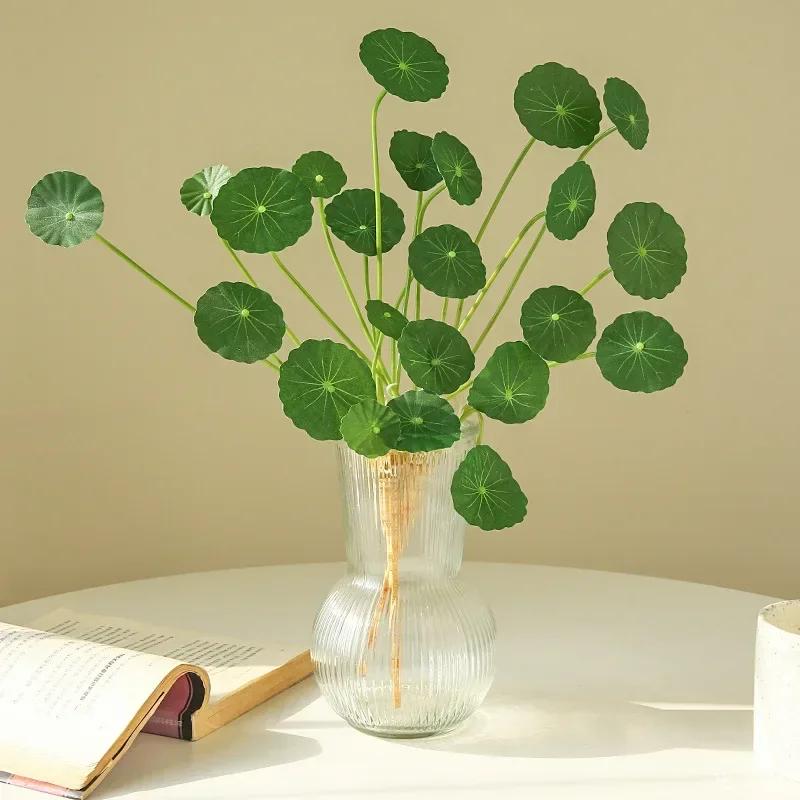 Artificial Flowers Silk Small Lotus Leaves Green Plants Garden Decor Simulation Money Leaf Plant Floral Auditorium Decoration