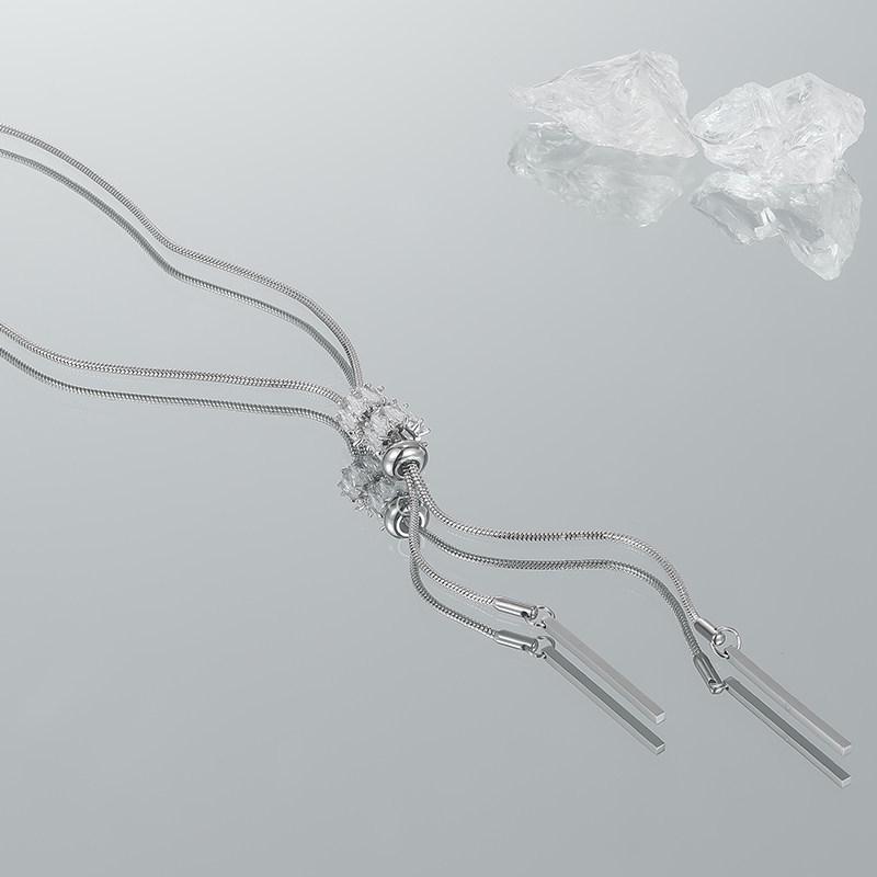 Titanium Steel Adjustable Sweater Chain Women's Luxury Necklace for Autumn/Winter - High-End Decorative Accessory