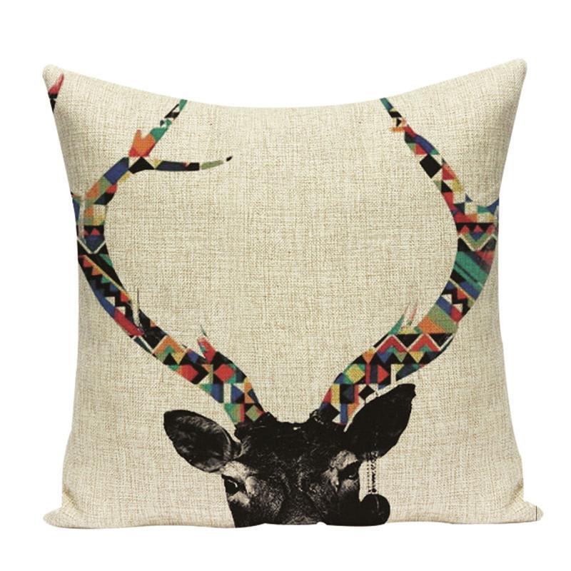 Weihnachten Elch Druck Kissenbezug Quadrat Hirsch Polyester Sofa Bett Kissenbezug Elch Kissenbezüge skandinavische Dekoration Sofa