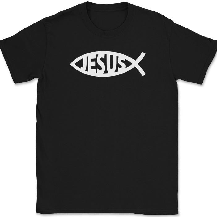 Jesus Fish T-Shirt Christian Pray Praise Worship Jesus Christ God Tee