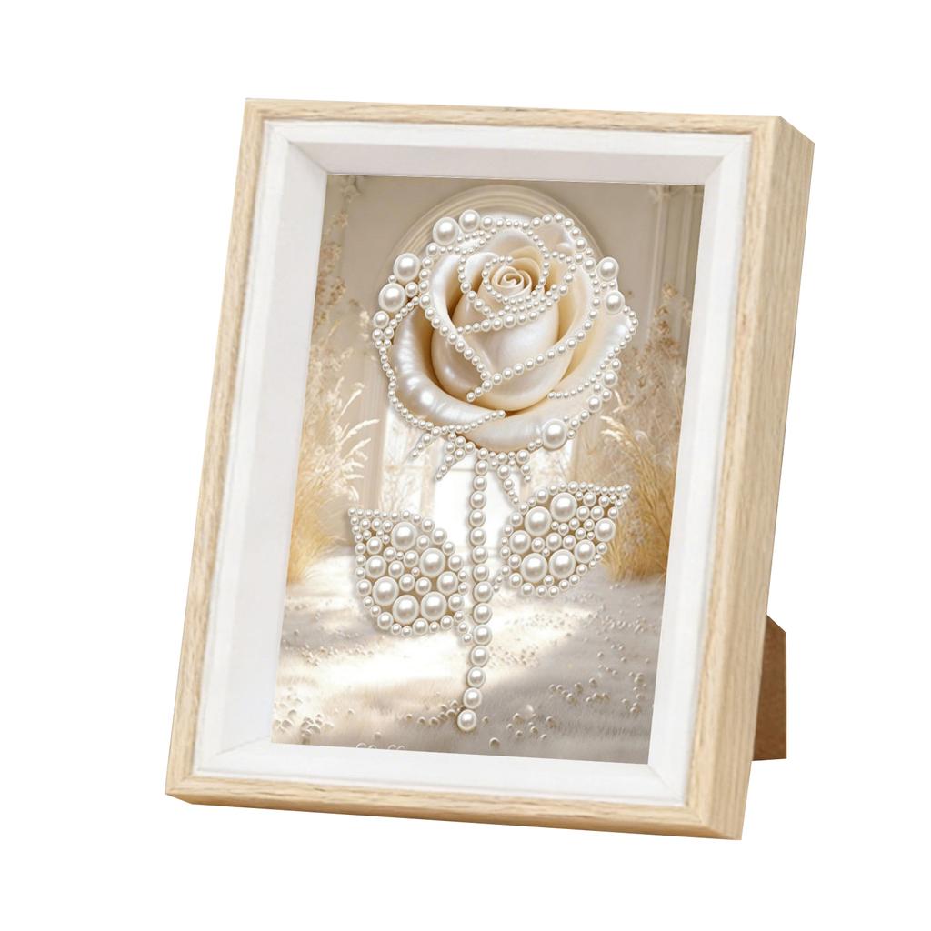 DIY Pearl Painting Kit with Wooden Frame 15x20cm Pearl Gem Paintings Picture Arts Craft for Adults Beginners Home Wall Decor