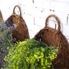 J1UL1N Handmade Woven Hanging Basket Natural Wicker Hanging Storage Basket For Home Garden Wedding Wall Decoration