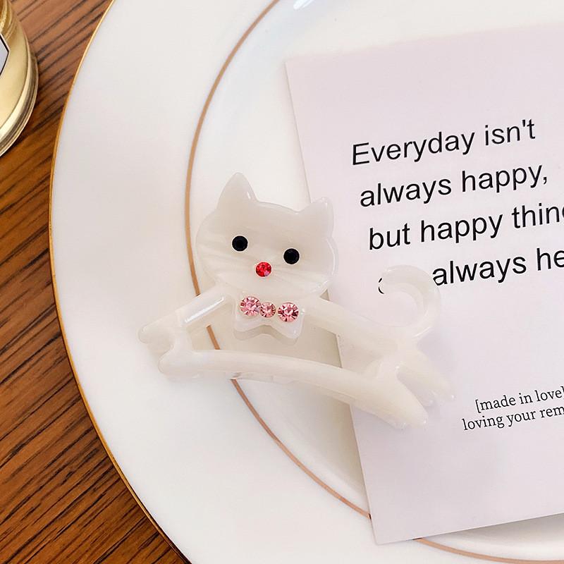 Charmante Haarspange mit Katzenmotiv aus Acetat, modisches Cartoon-Design für Damen