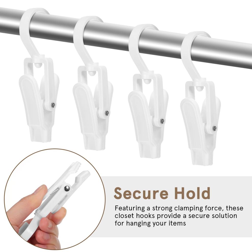 OUNONA Clothespins with 10 Clothes Clamp and Travel Hooks, PVC, Hanging, Unbreakable, Non-Slip, Pieces, Large, Kitchen, Bathroom, Drying, Pinch,