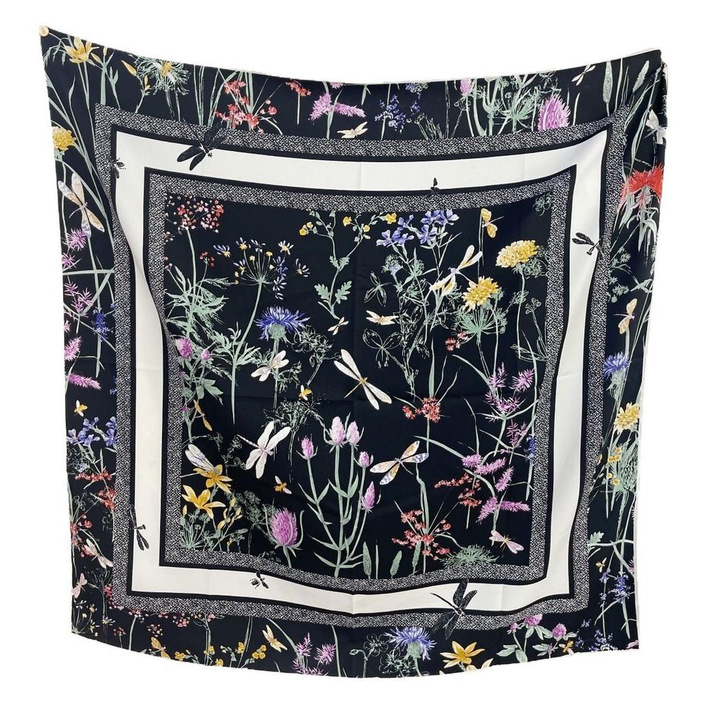 Spring and Summer Korean Flower Sunscreen Printed Large Square Scarf Scarf Scarf for Women Retro High-end Versatile Shawl