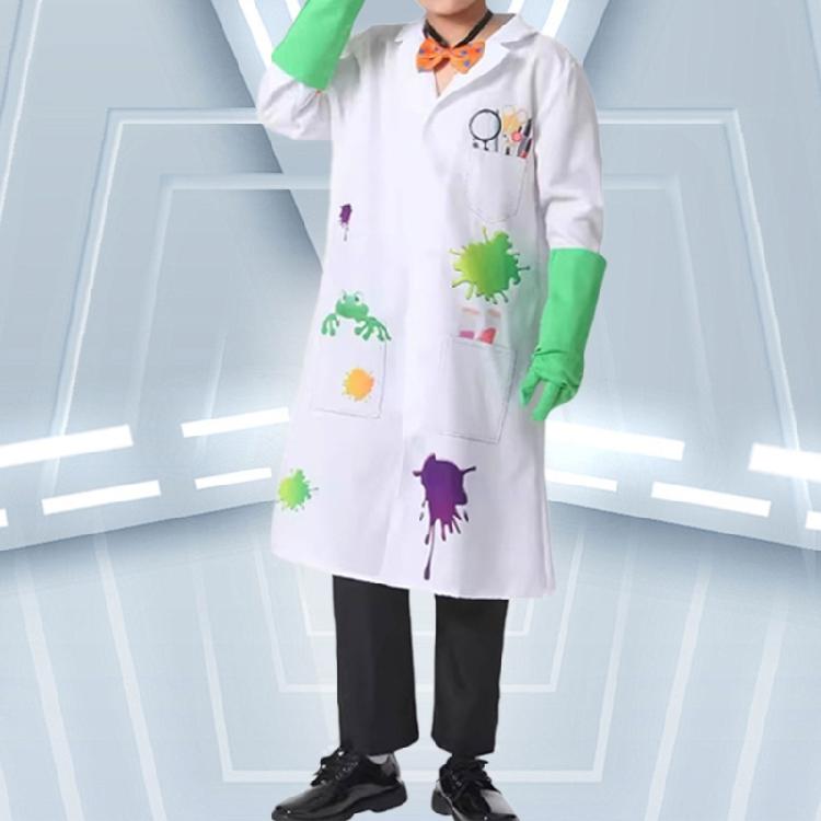 Mad Scientist Outfit Mad Scientist Costume Accessories Lab Coat Gloves Glasses Frames Necktie Halloween Dressing Up Set