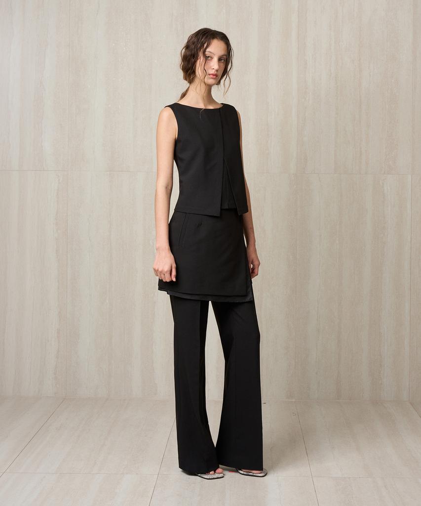 RE RHEE Tailored Skirted Trousers Black