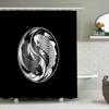 Unframed Japanese Koi Fish Shower Curtain Set Waterproof Modern Abstract Art Bathroom Decor Washable Fabric Liner