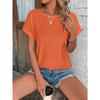 Top Eyelets Summer Spring Curved Hem, Casual Women's Short Sleeved Fashionable T-shirt Beach Vacation Short Style