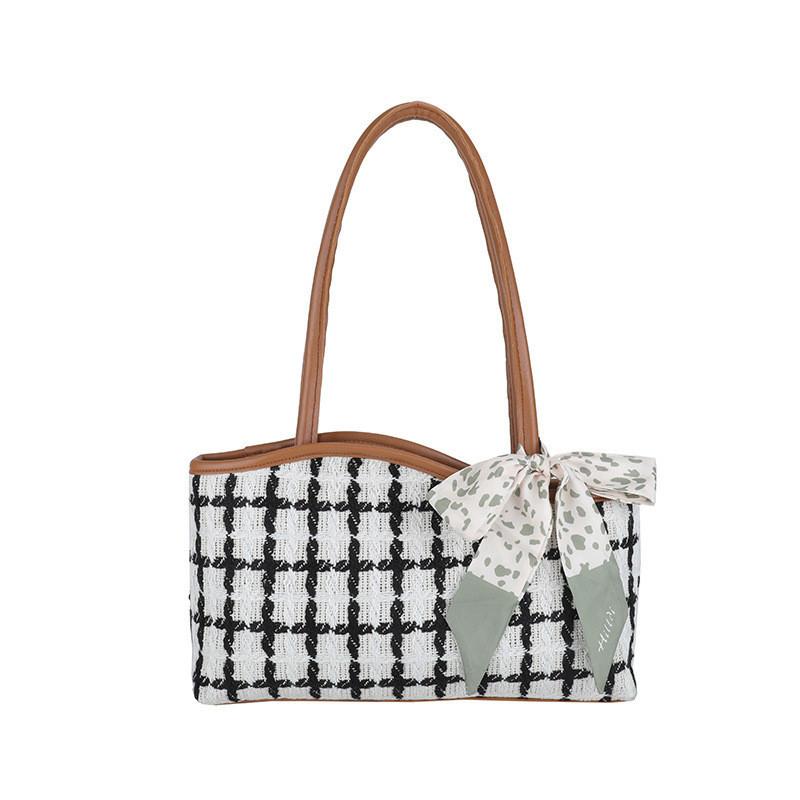 Stylish Korean Large Capacity Tote Bag For Women With Trendy Checkered Design For Spring Summer 2024
