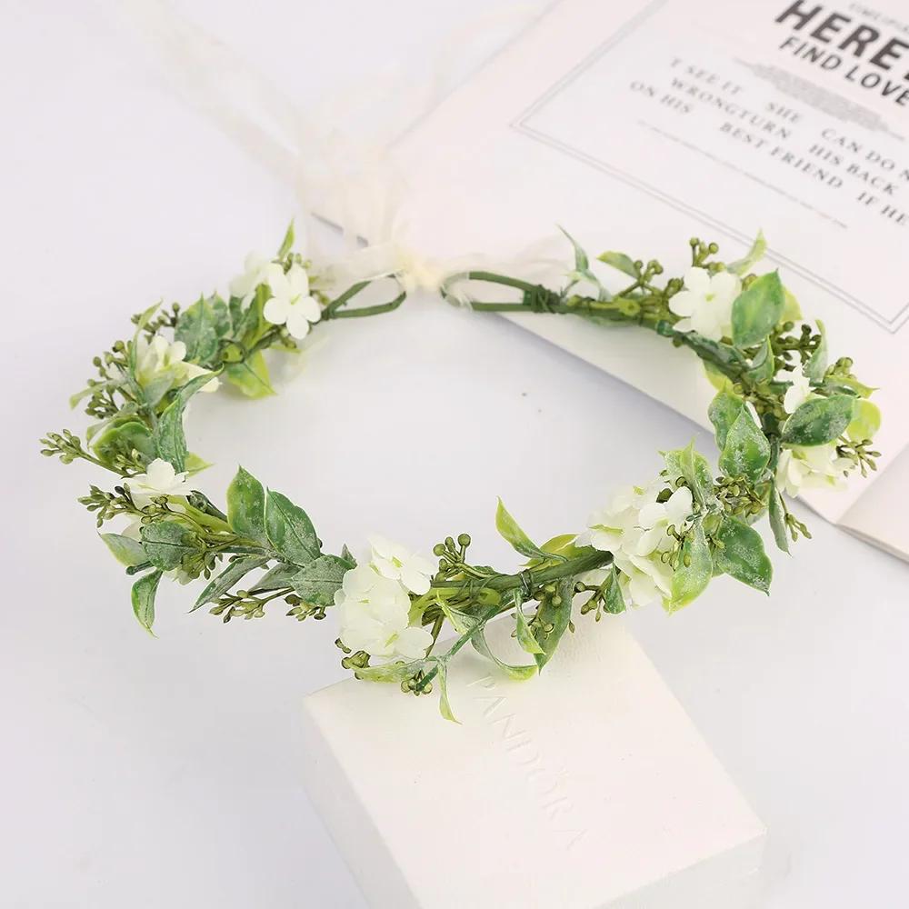 Cute Sweet Headband Wedding Bridal Headdress for Women Girl Bohemian Beach Simulation Flower Crown Hair Accessories Child Gift