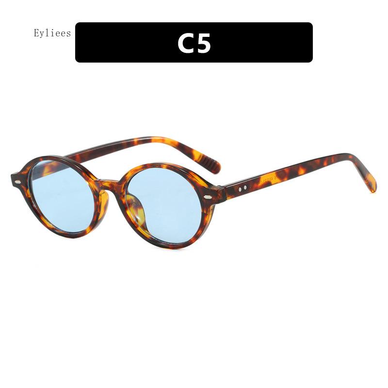 Vintage Oval Sunglasses Women Luxury  Designer Small Oval Sun Glasses Retro Men Rivets Sun Glasses Oculus luxury designer