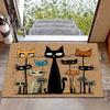 VIKAMA Cartoon Carpet Cat Family Doormat Brown Stain-Resistant Welcome Mat Rug For Bedroom Carpet For Live Room Home Decor