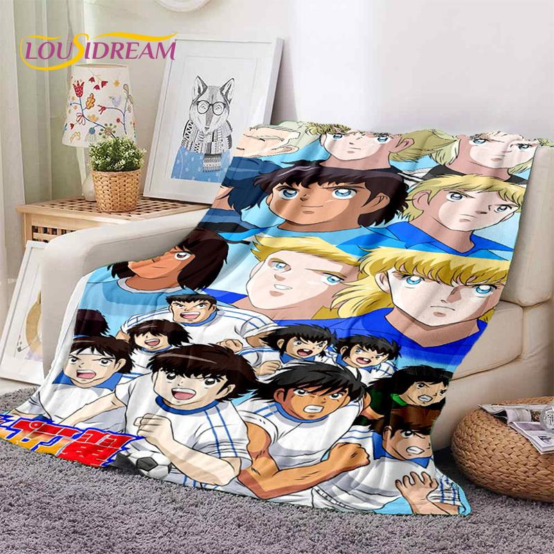 Cartoon Captain Tsubasa Fußball Weiche Flanelldecken, Überwurfdecke Bequeme Decke für Picknick Betten Sofa Zuhause Schlafzimmer Geschenke