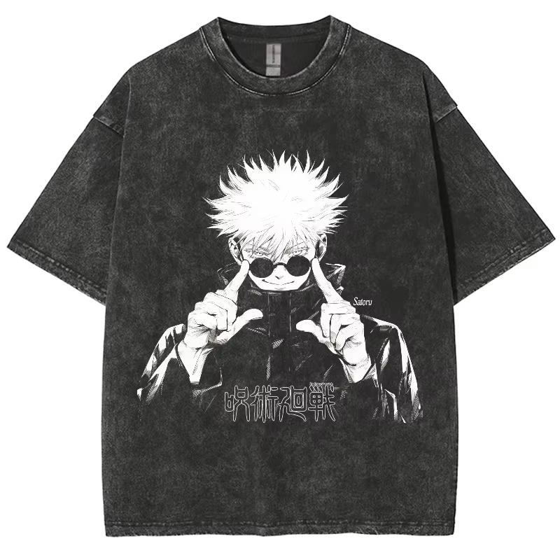 

Gojo Satoru Mens Anime Jujutsu Kaisen Summer Harajuku TShirt Cotton Fitness Vintage Street Women Casual Short Sleeve L