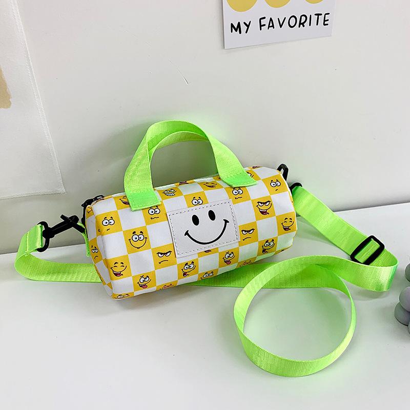 Клетчатая женская сумка новая сумочка модная сумка через плечо-мессенджер со смайликом милая жёлтый